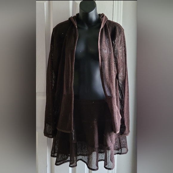 Pacific Cove women's swim coverup brown mesh sequins size M - Picture 1 of 11